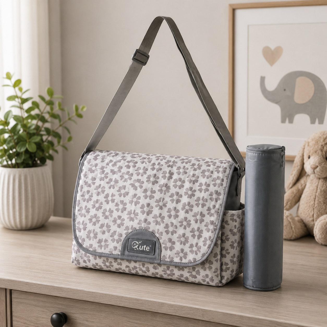TINNIES COMPACT DIAPER BAG WITH CHANGING PAD – GREY