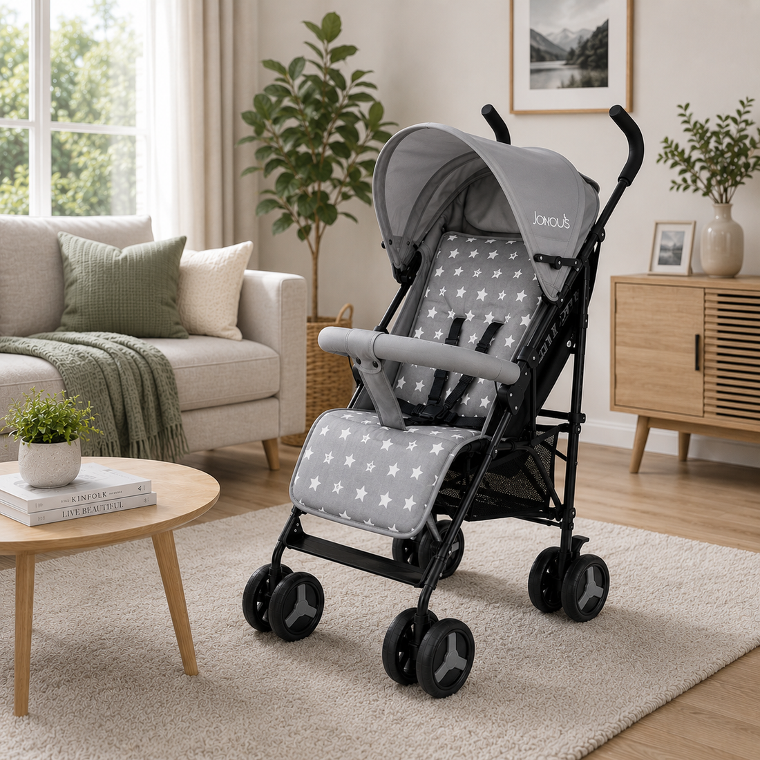 JOYOUS ULTRA COMPACT BABY STROLLER - GREY