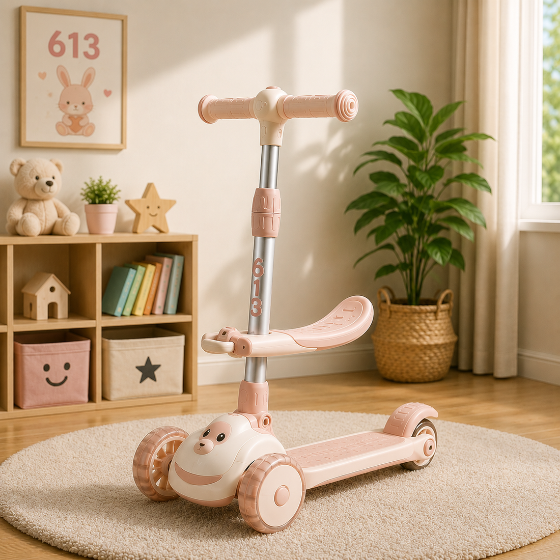 TODDLER SCOOTER WITH SEAT AND LEAN-TO-STEER DESIGN - PINK