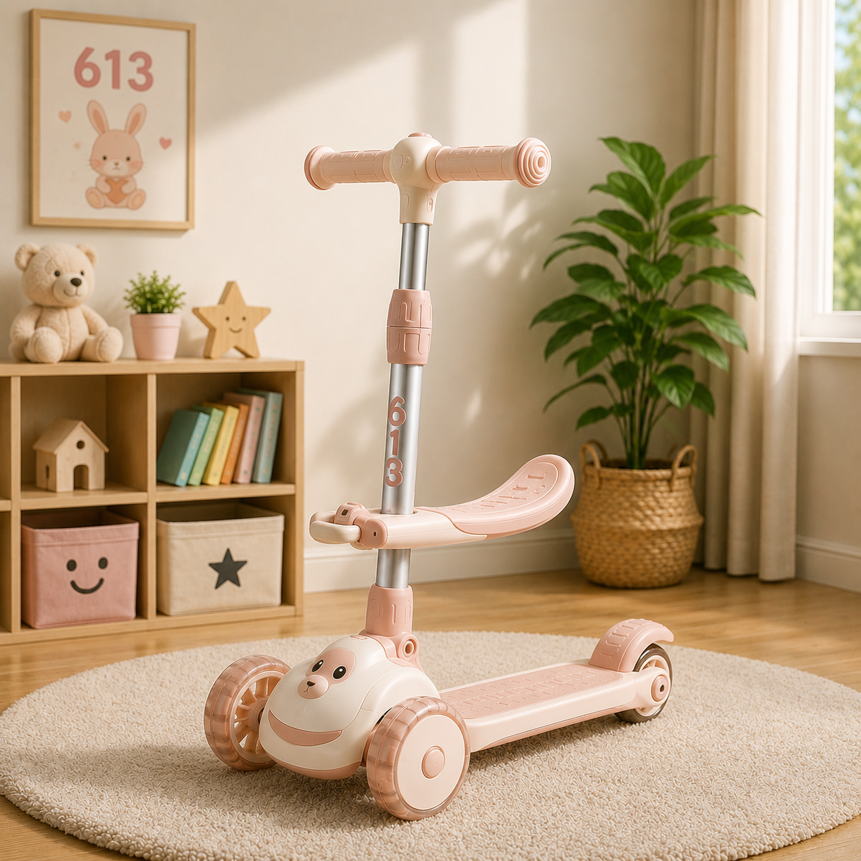 TODDLER SCOOTER WITH SEAT AND LEAN-TO-STEER DESIGN - PINK