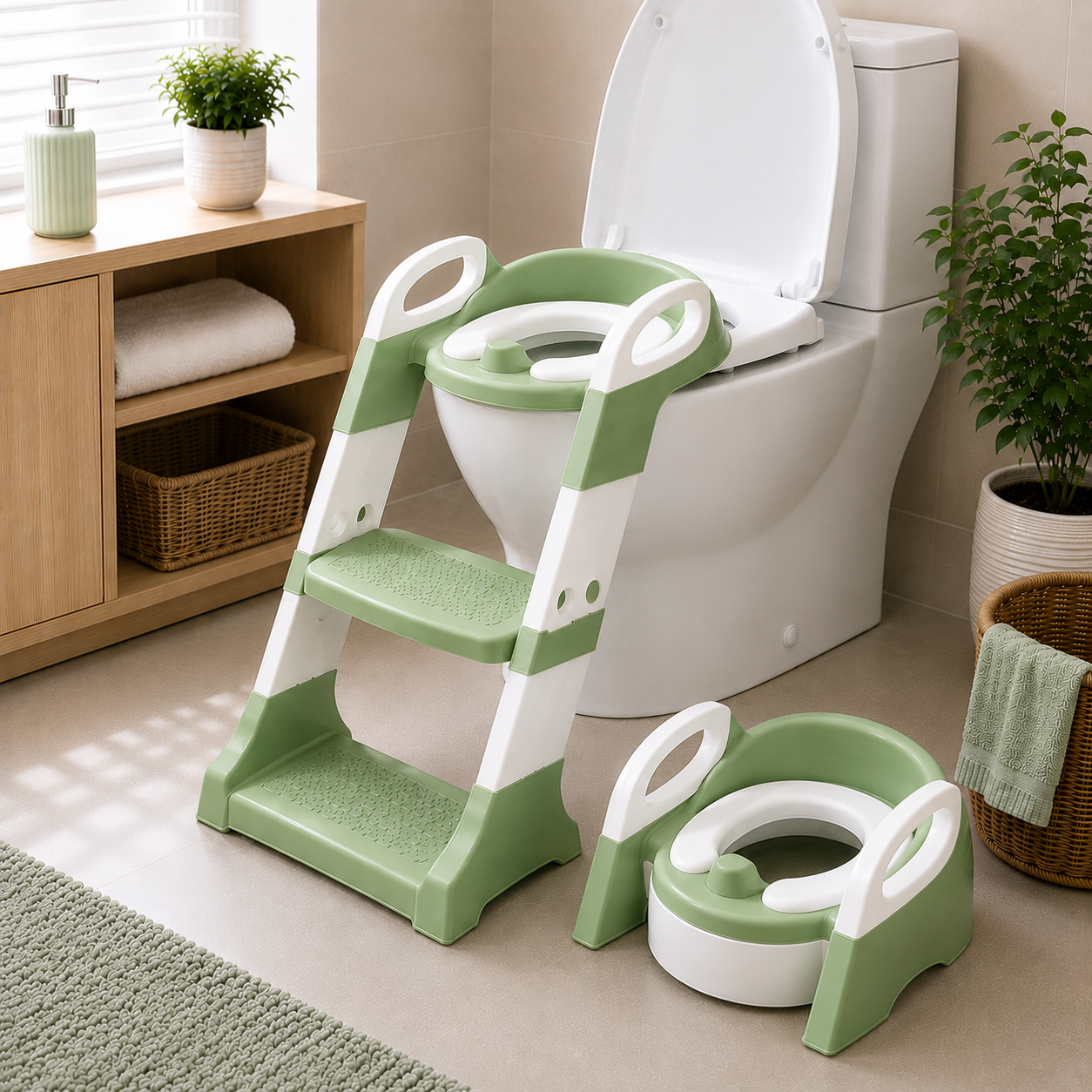 JOYOUS 2 IN 1 TODDLER POTTY TRAINING SEAT - GREEN