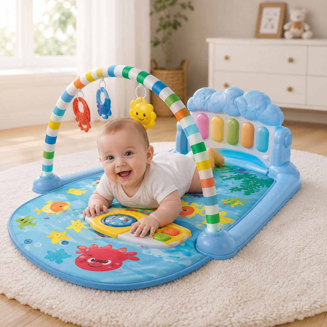 JOYOUS BABY PEDAL PIANO PLAY GYM MAT - LIGHT BLUE