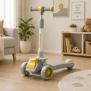 KIDS 3-WHEEL SCOOTER WITH FLASHING WHEELS - GREY
