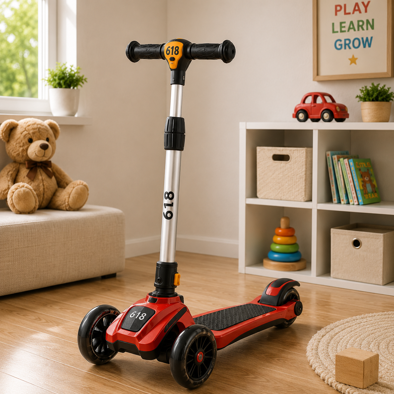 SPORTS DRIFT KIDS SCOOTER WITH LED WHEELS - RED
