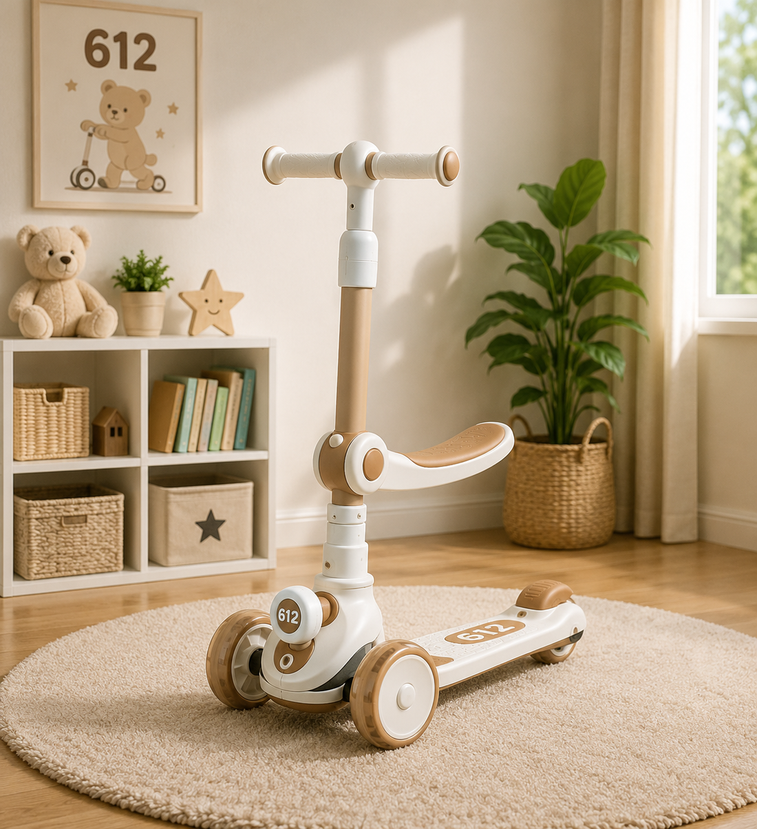TODDLER SCOOTER WITH SEAT AND LEAN-TO-STEER DESIGN
