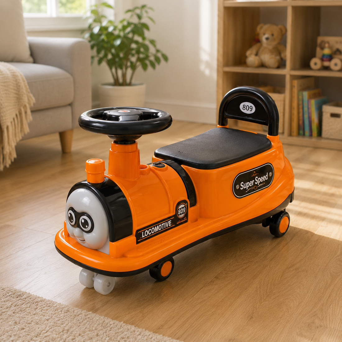 TRAIN STYLE AUTO BABY WALKER - ORANGE