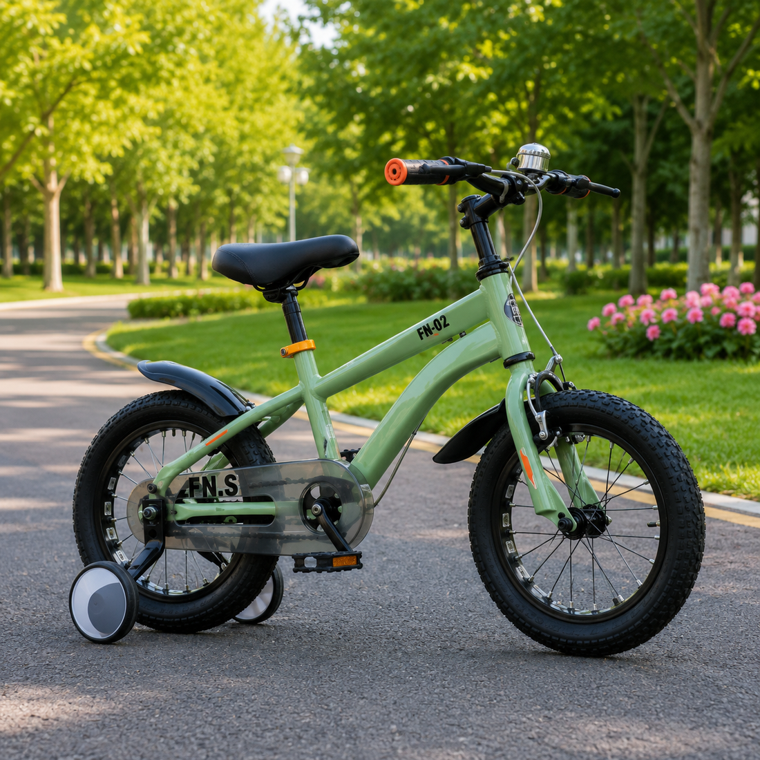 KIDS 12 INCH BICYCLE WITH TRAINING WHEELS – MINT GREEN