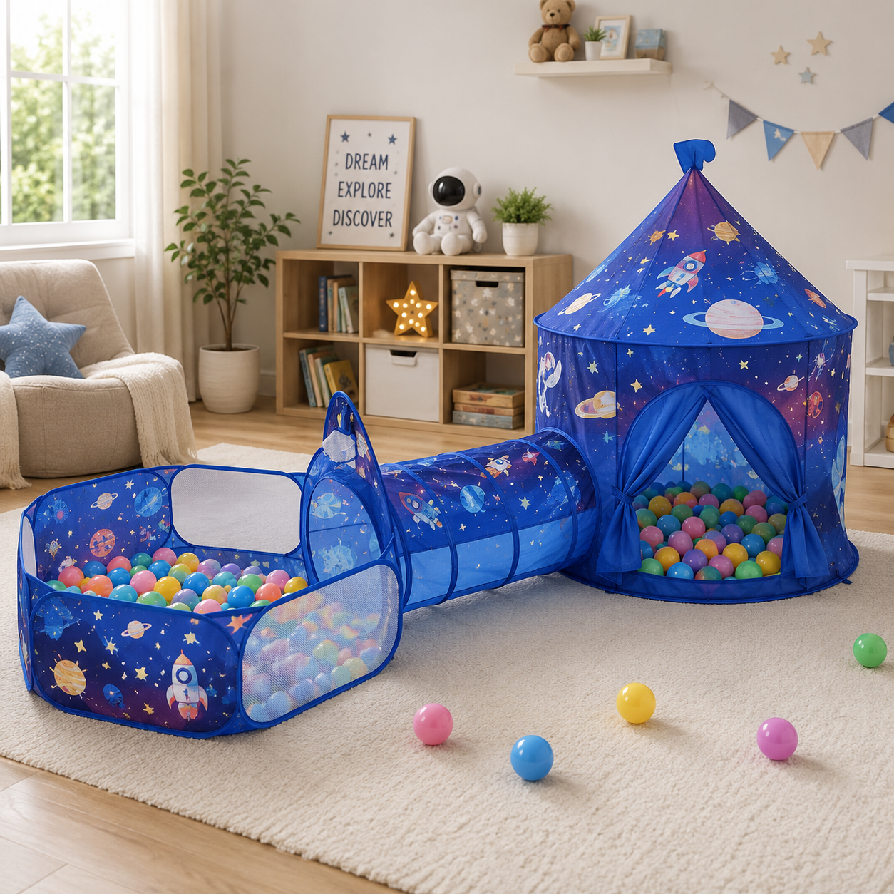 GALAXY CASTLE KIDS PLAY TENT WITH TUNNEL