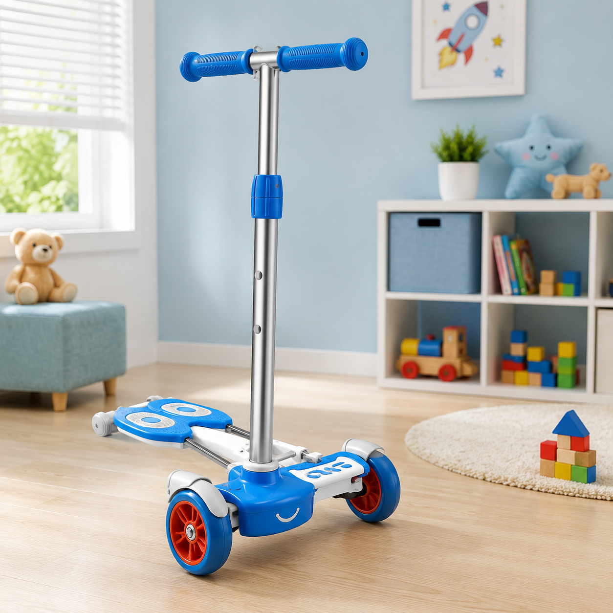 FOLDABLE 3-WHEEL KIDS SCOOTER WITH ADJUSTABLE HANDLE