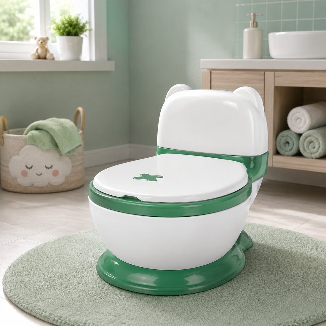 FOLDABLE BABY POTTY TRAINING SEAT - GREEN