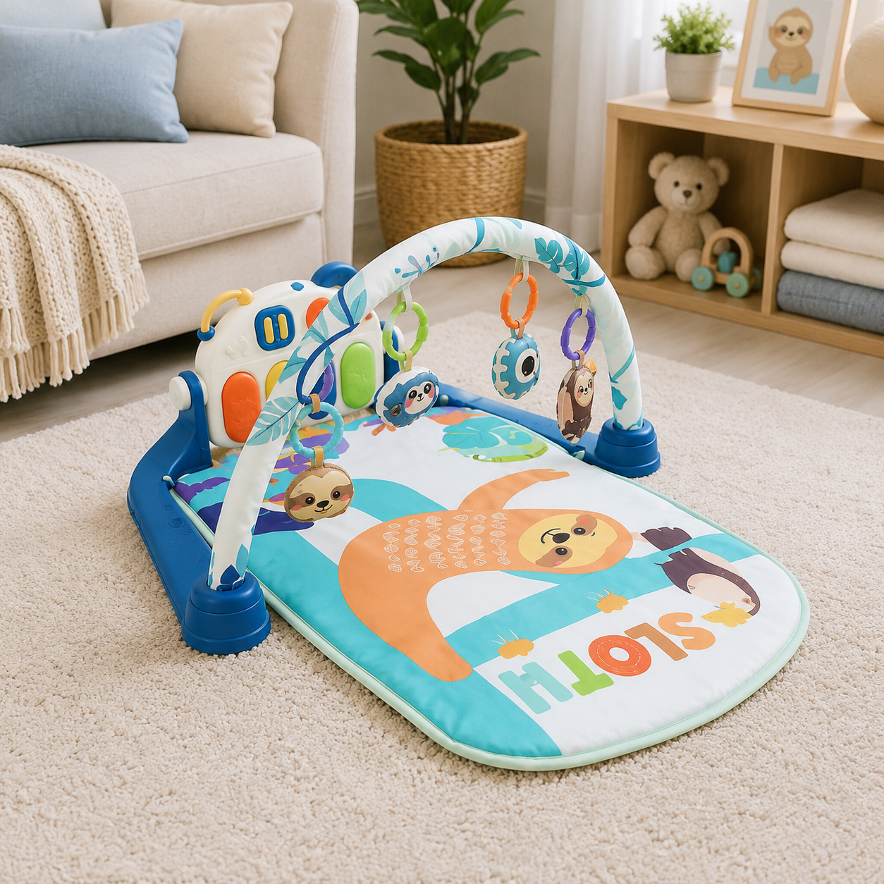TINNIES BABY PIANO PLAY GYM & ACTIVITY MAT BLUE (0–36 MONTHS)
