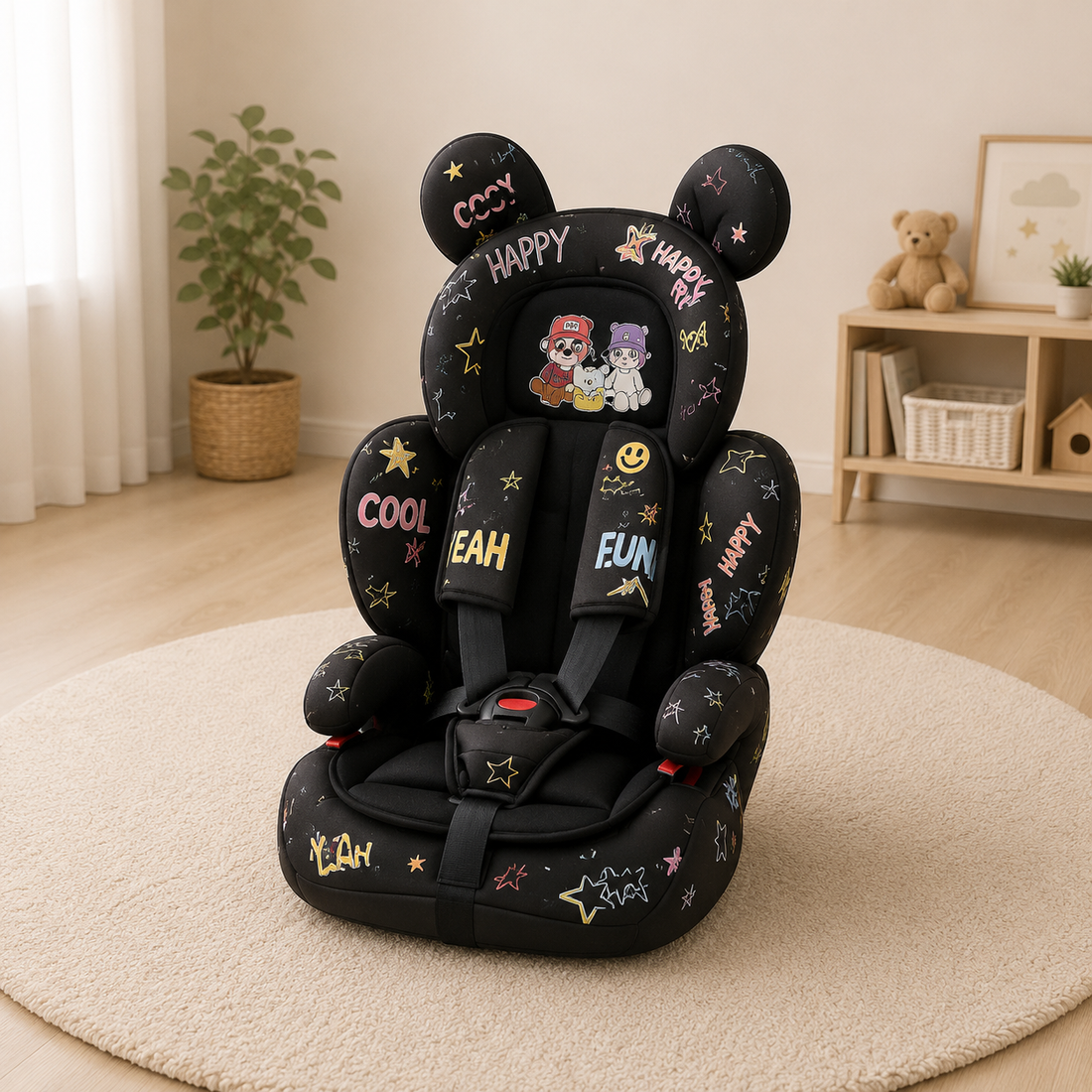 KIDS SAFETY BOOSTER CAR SEAT - BLACK