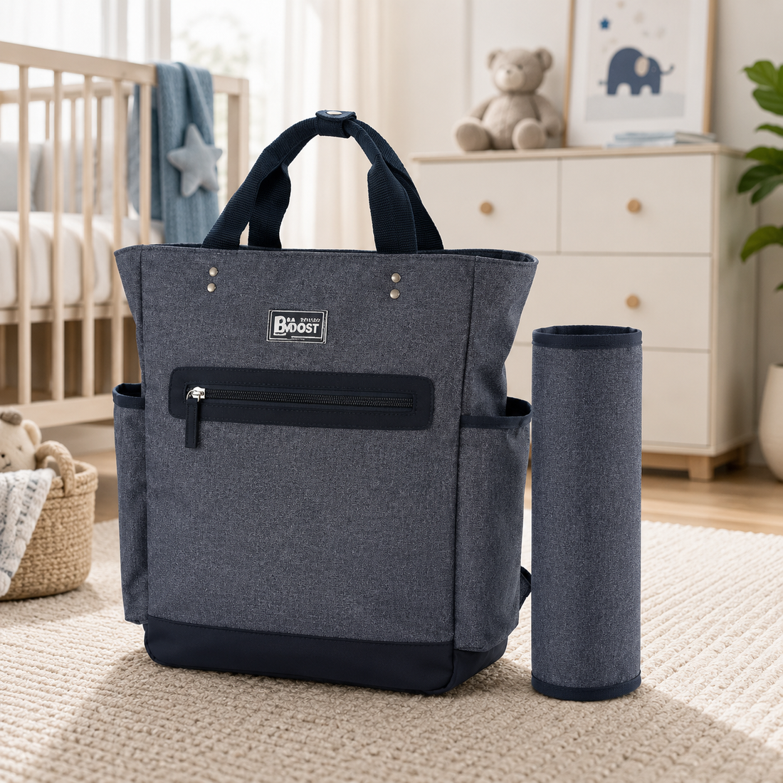 Baby Diaper Bag Pack Minimal Textured Blue
