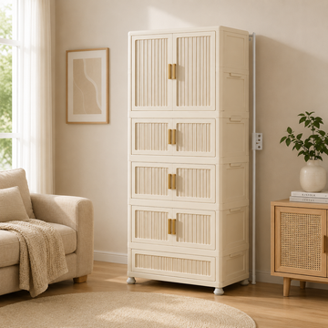 MULTILAYER BABY STORAGE WARDROBE CABINET WITH LOCKABLE DOORS AND WHEELS