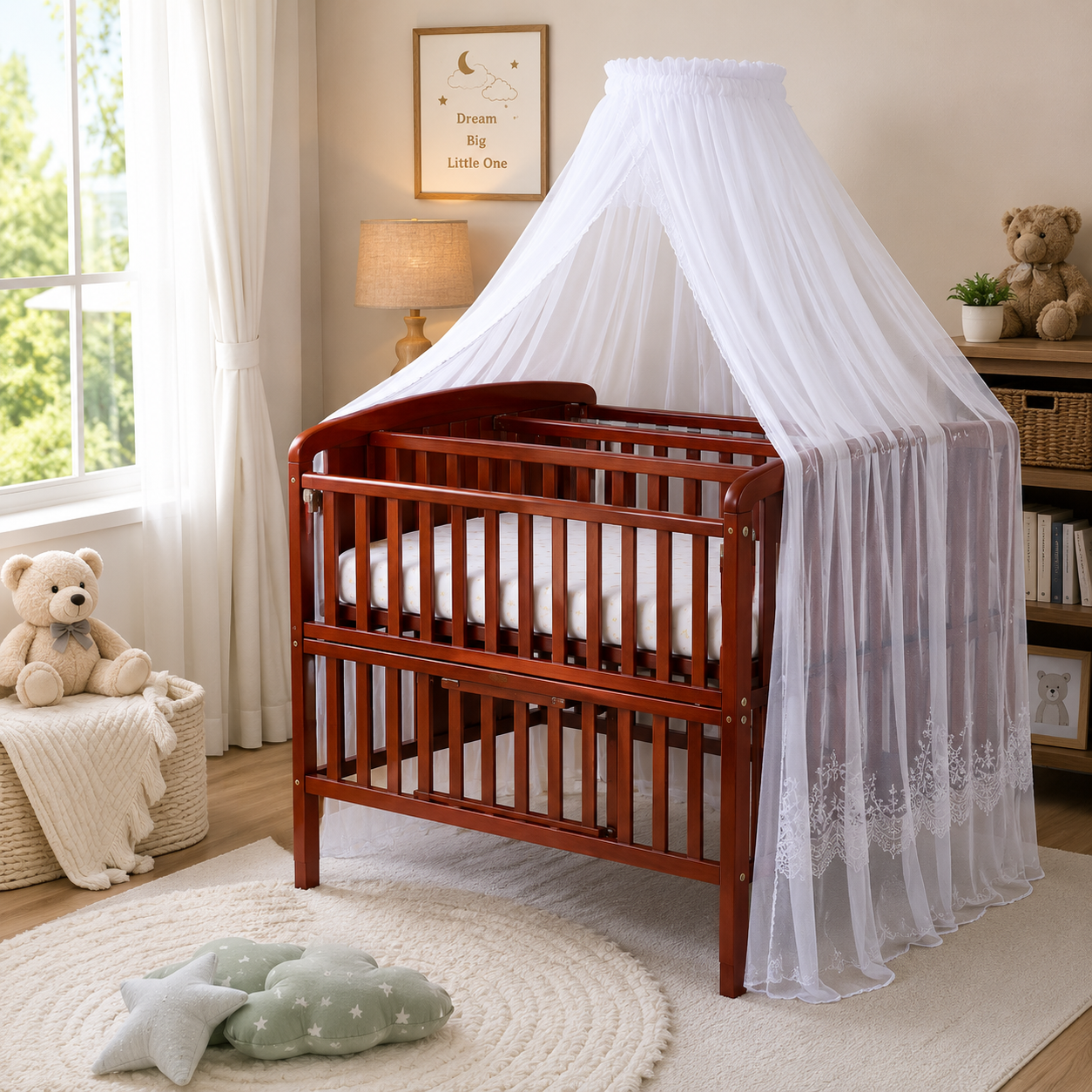 PREMIUM WOODEN BABY CRIB WITH MOSQUITO NET