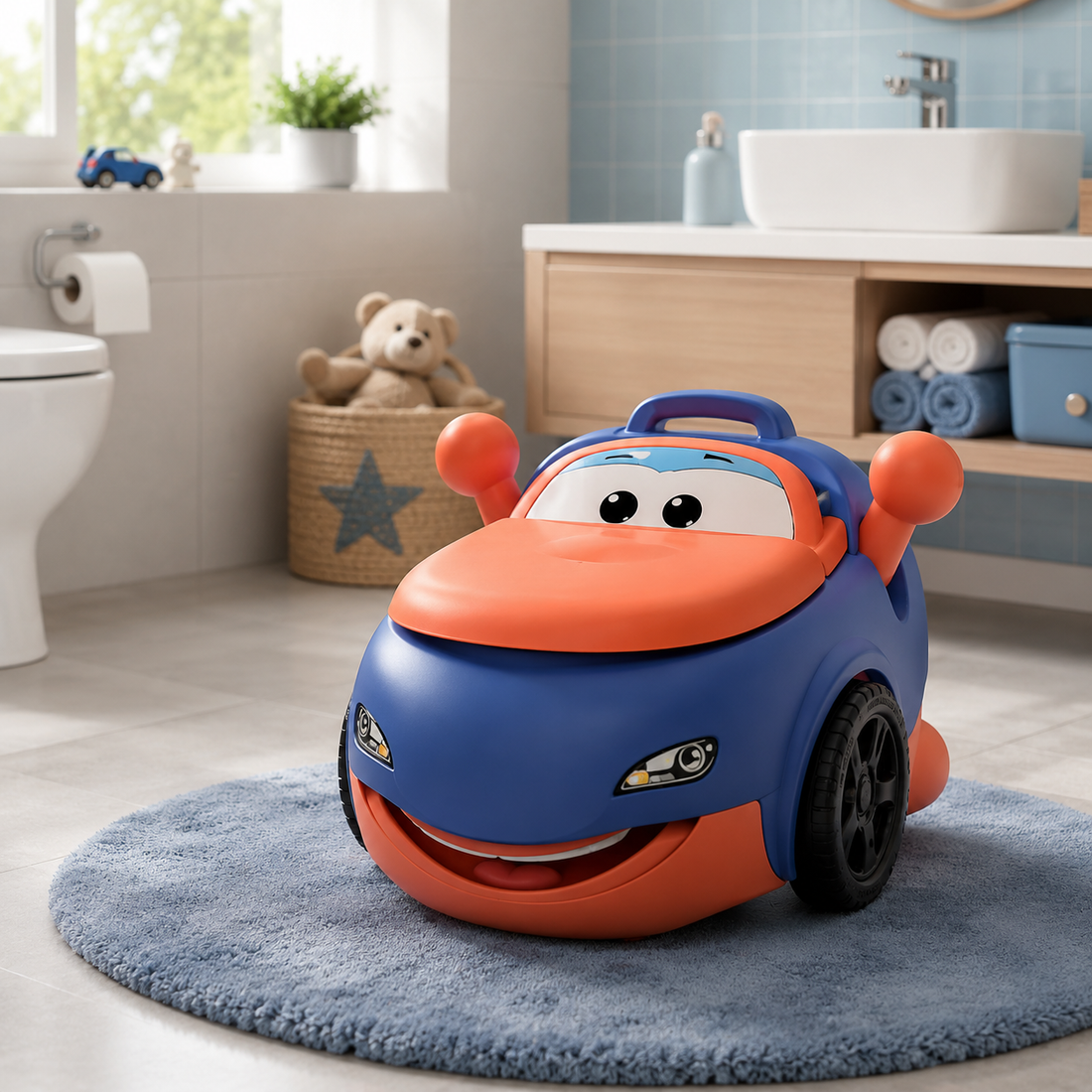 CAR SHAPED BABY POTTY TRAINING SEAT - BLUE