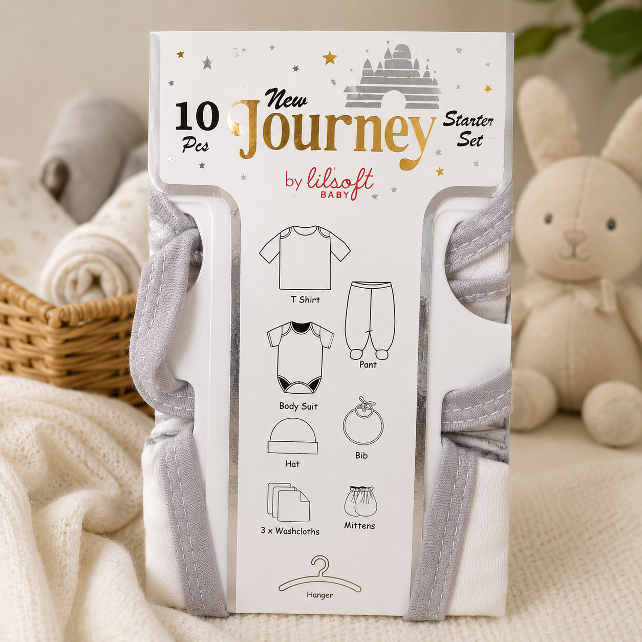 PREMIUM NEWBORN BABY STARTER GIFT SET – GENTLEMAN BOWTIE DESIGN (SAGE GREEN & WHITE)