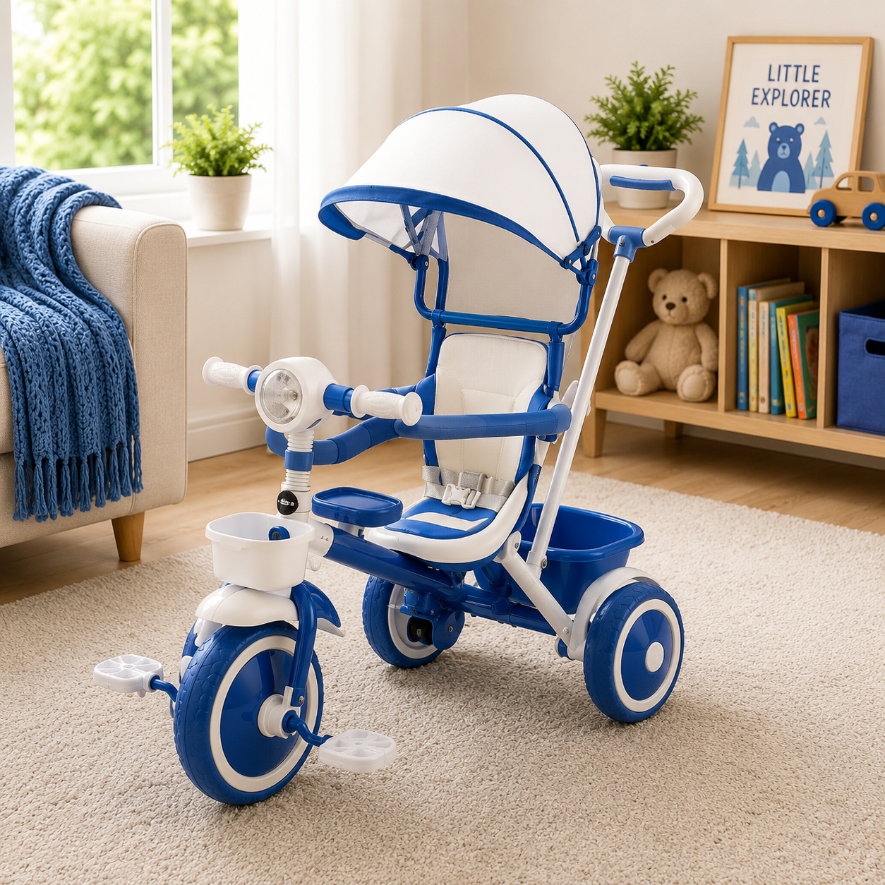 LUXURY BABY STROLLER TRICYCLE WITH CANOPY - BLUE
