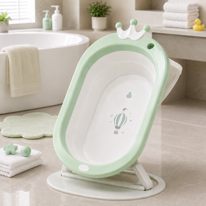 FOLDABLE BABY BATH TUB WITH STAND - GREEN