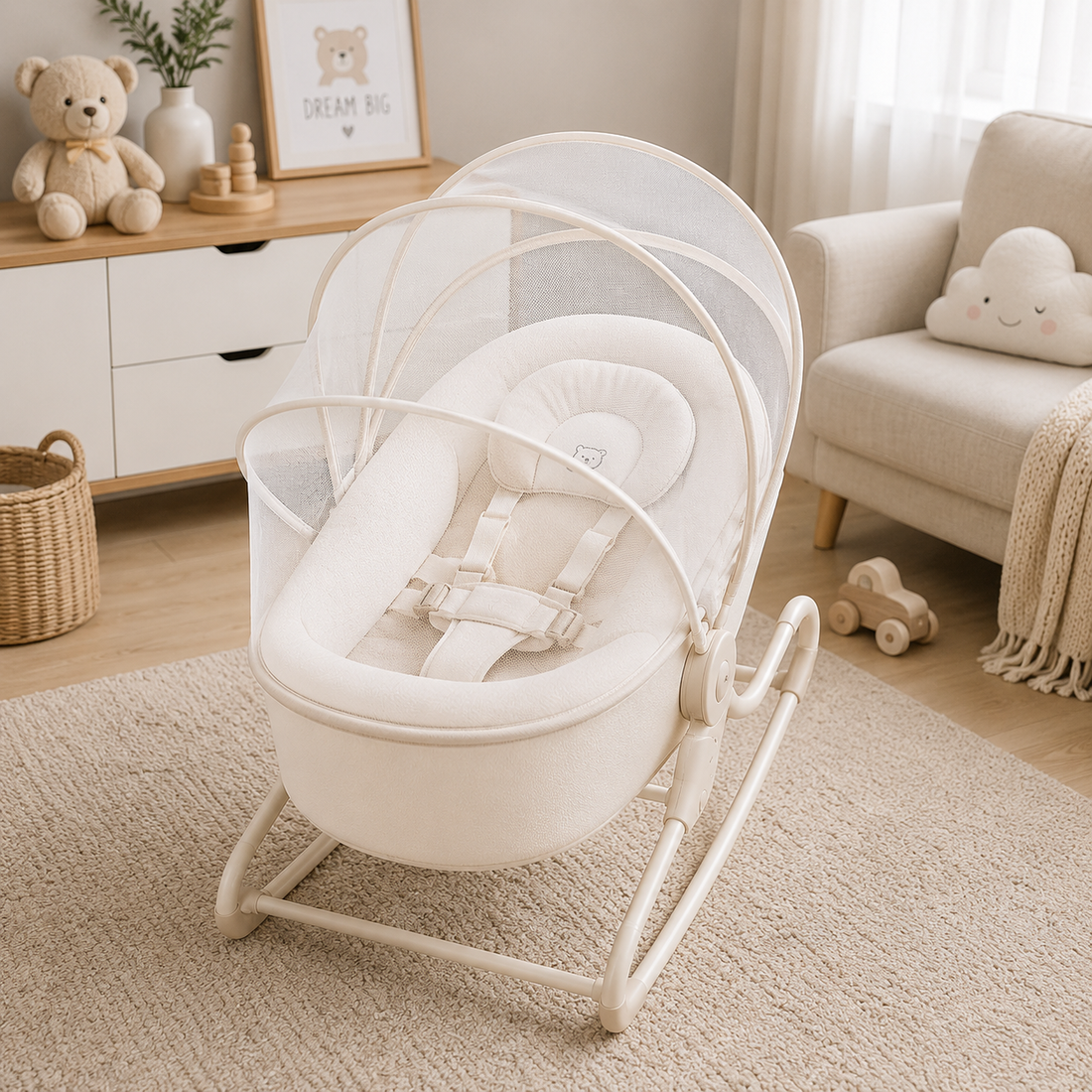 MASTELA BABY ROCKER WITH MOSQUITO NET - PINK