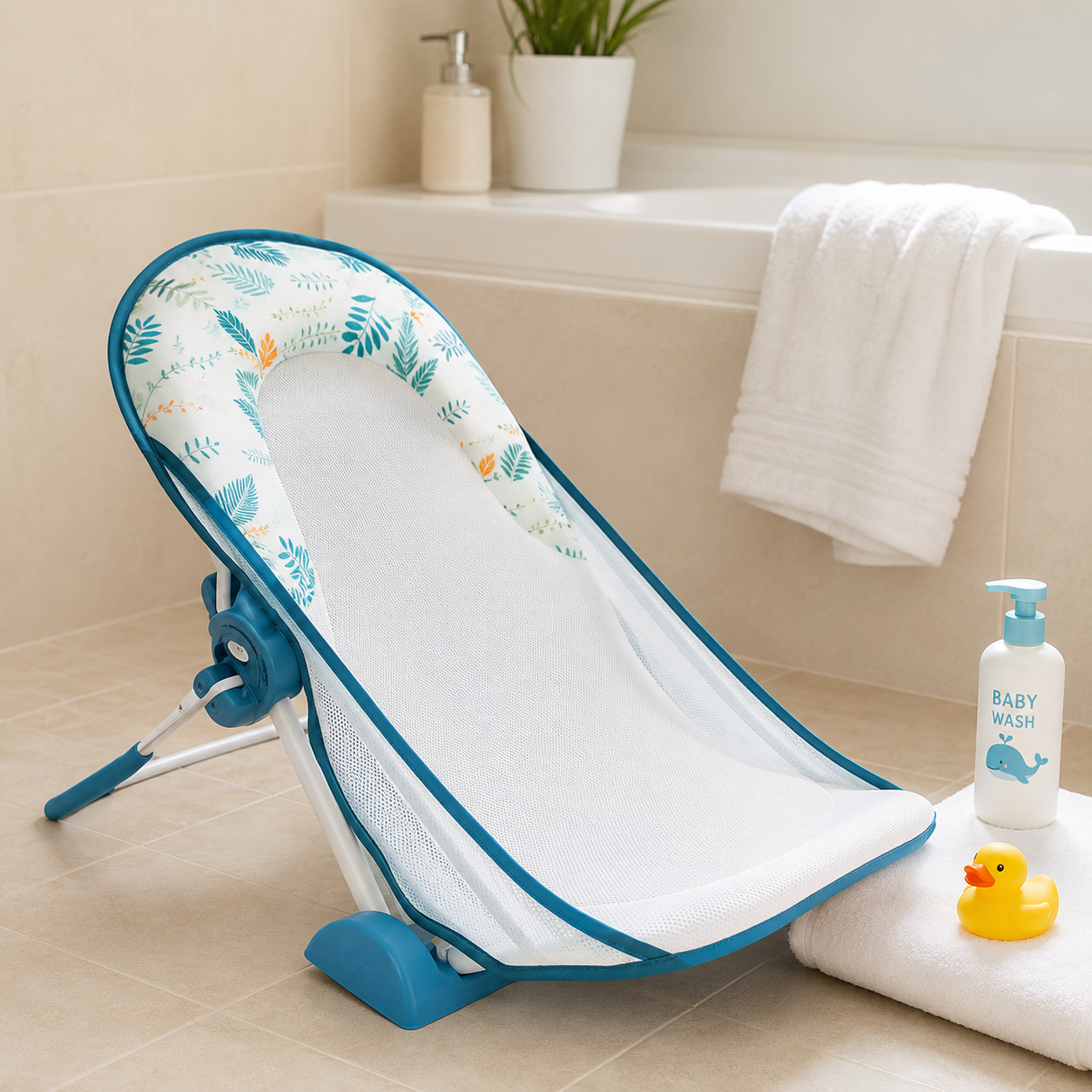 DISNEY BABY BATHER FOLDABLE MESH INFANT BATH SUPPORT - GREEN