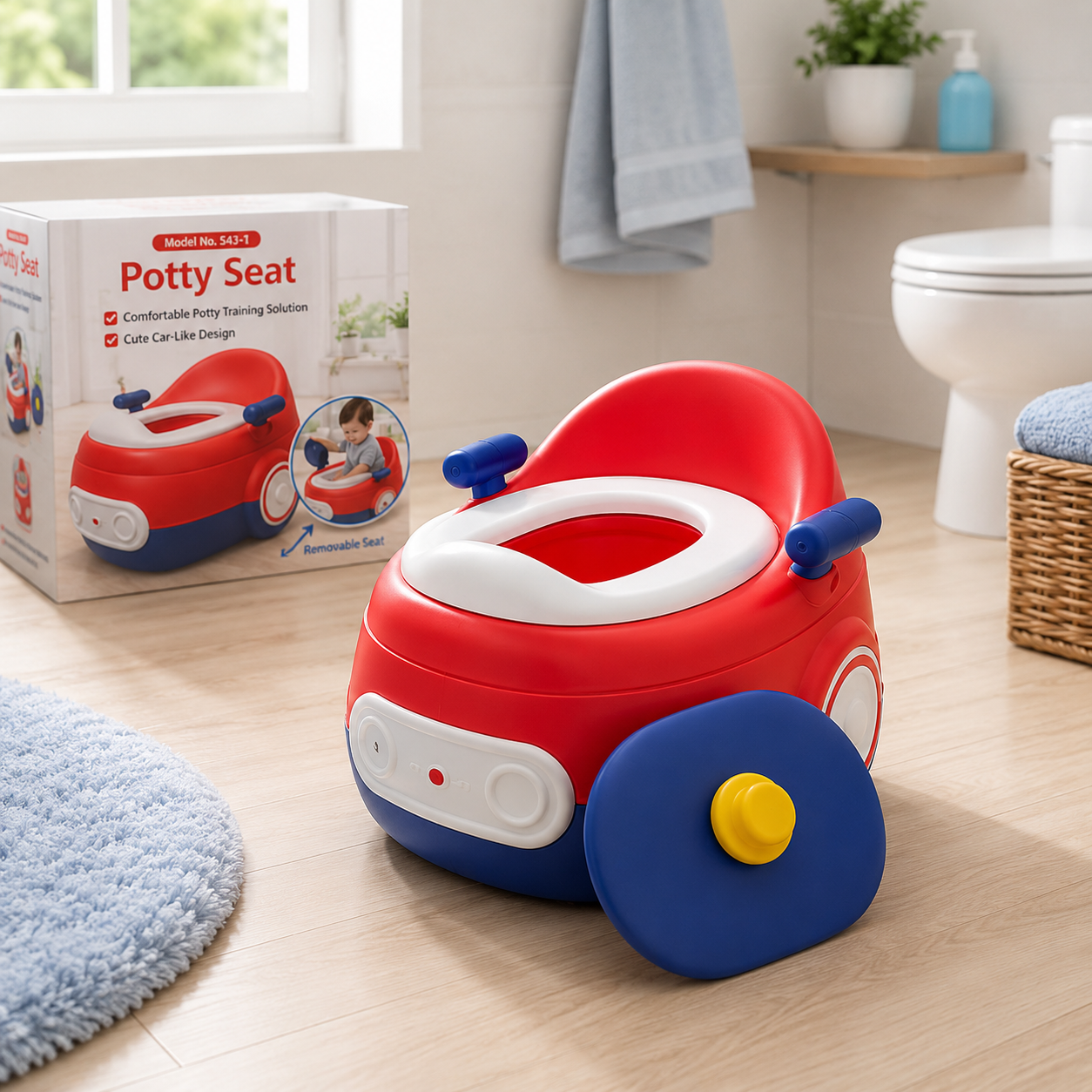 PORTABLE BABY POTTY TRAINING SEAT WITH REMOVABLE BOWL