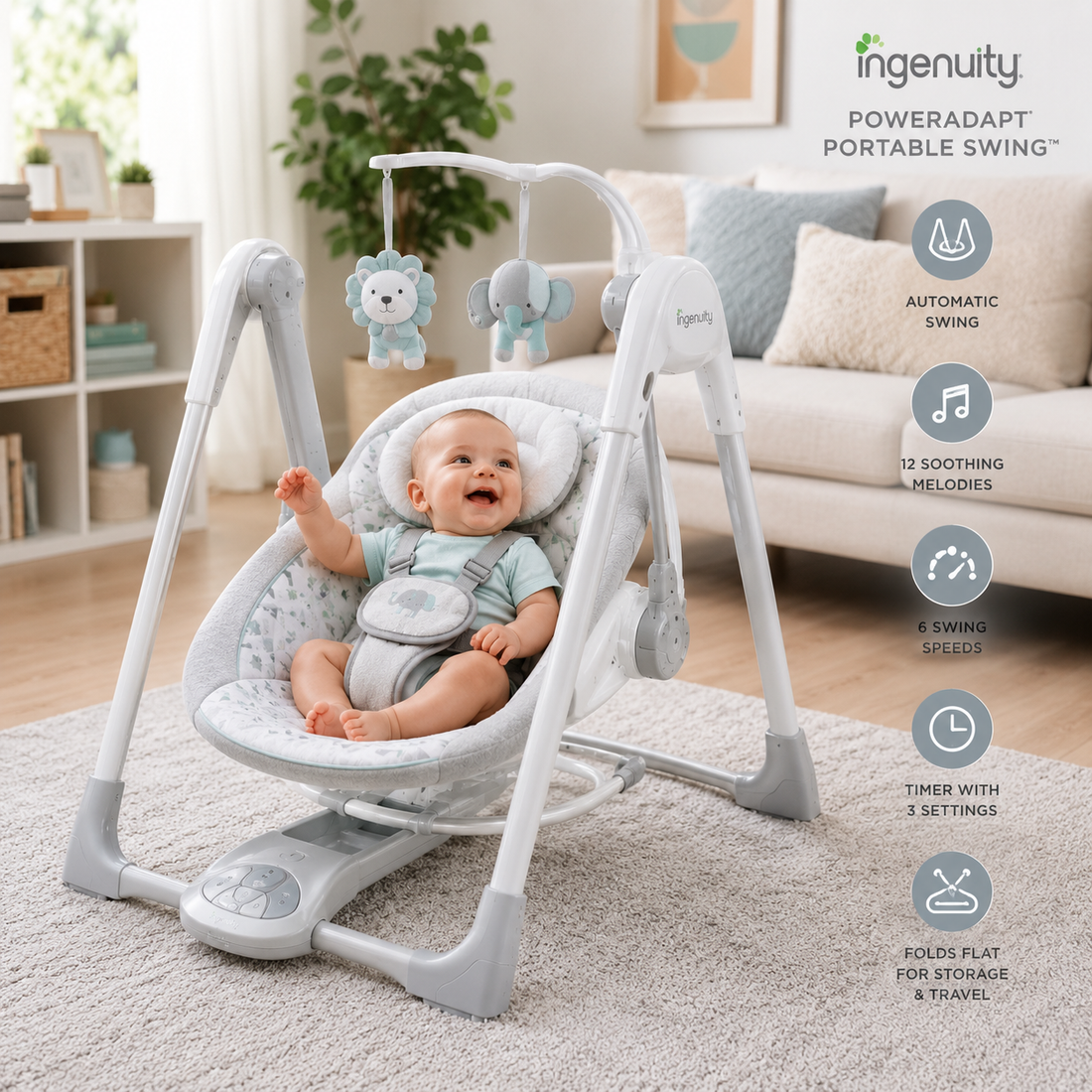 INGENUITY POWERADAPT PORTABLE BABY SWING