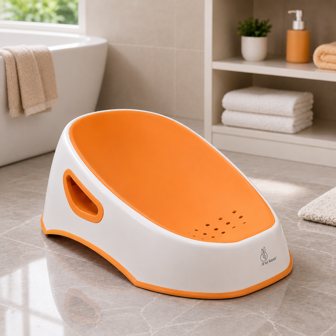 ERGONOMIC BABY BATH SUPPORT SEAT - ORANGE