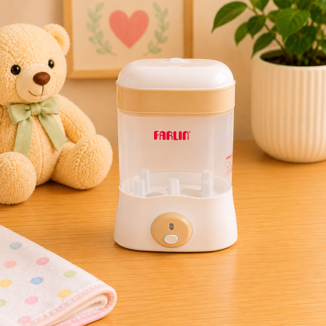FARLIN STEAM STERILIZER 3 BOTTLES - PEACH