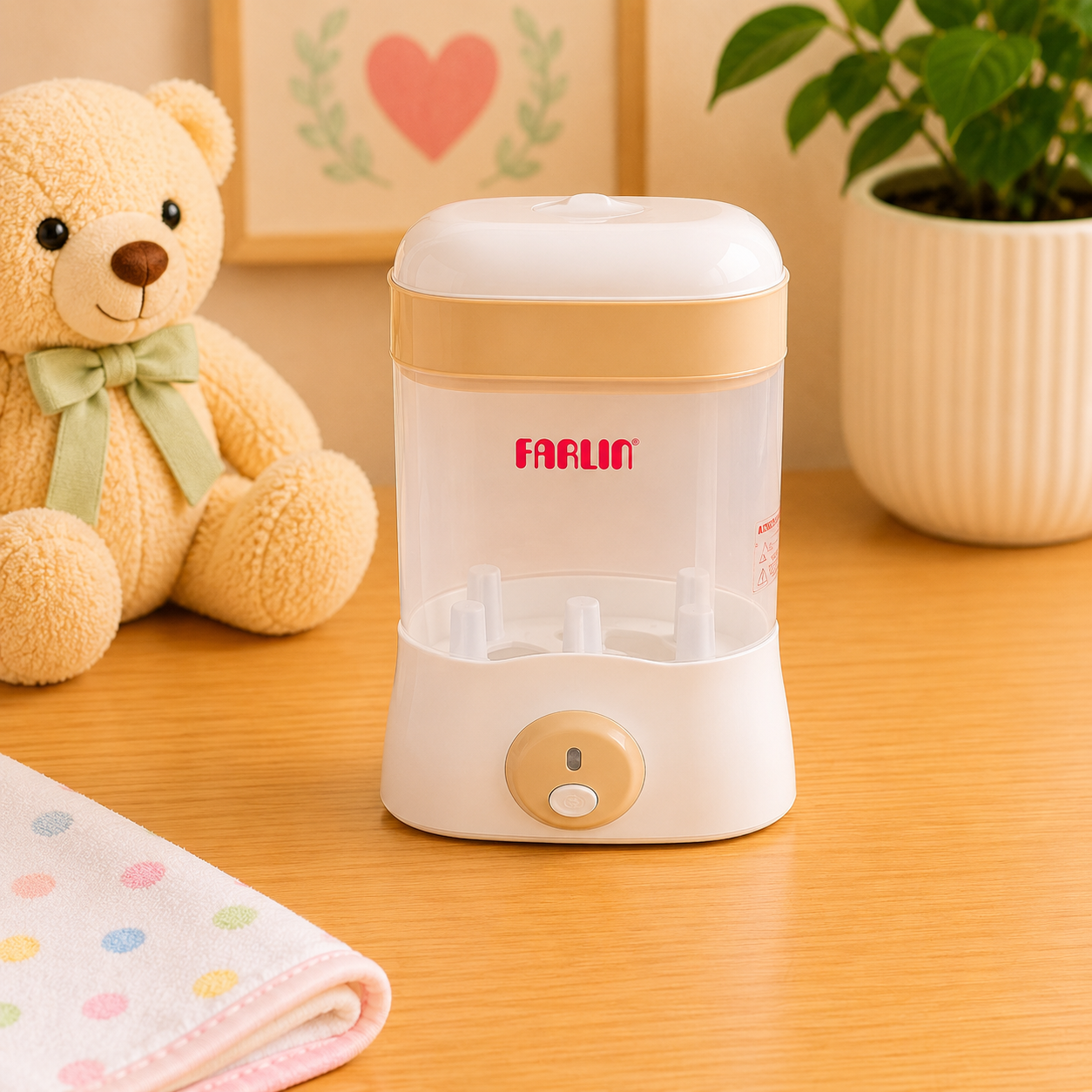 FARLIN STEAM STERILIZER 3 BOTTLES - PEACH