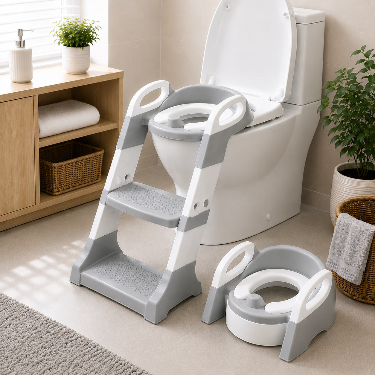 JOYOUS 2 IN 1 TODDLER POTTY TRAINING SEAT - GREY