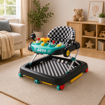 MULTIFUNCTIONAL BABY WALKER WITH FOOT MAT - RED