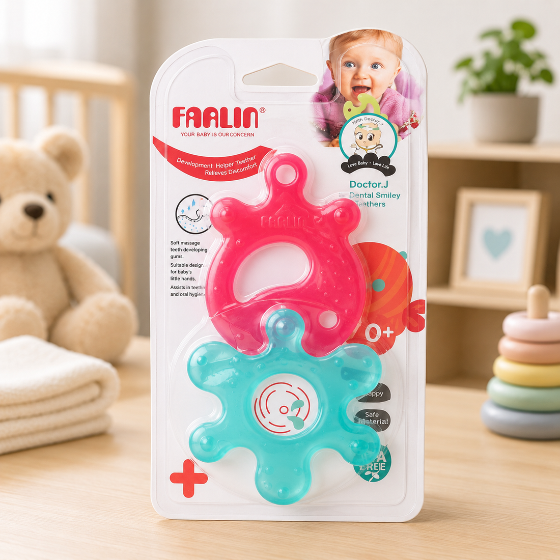 FARLIN PUZZLE GUM SOOTHER - BLUE & PINK