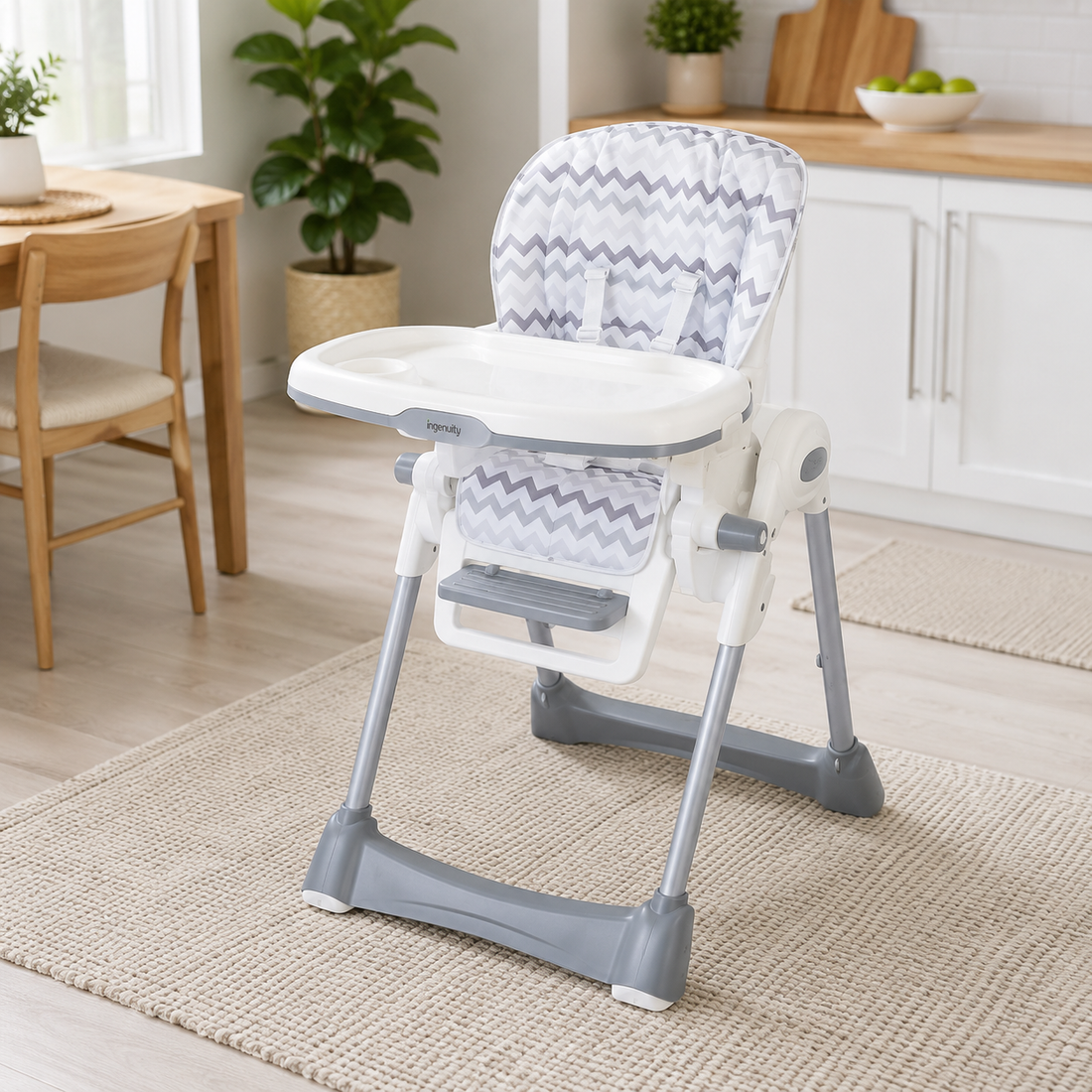 Baby High Chair - Grey Stripes