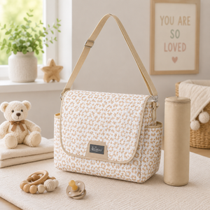 BABY DIAPER BAG - BEIGE FLORAL