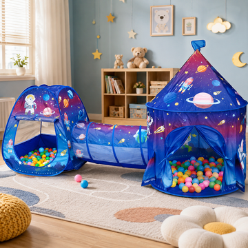 SPACE CASTLE PLAY TENT WITH BALL PIT & TUNNEL