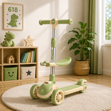 TODDLER SCOOTER WITH SEAT AND LEAN-TO-STEER DESIGN - GREEN