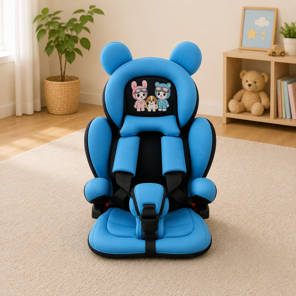 KIDS SAFETY BOOSTER CAR SEAT - LIGHT BLUE