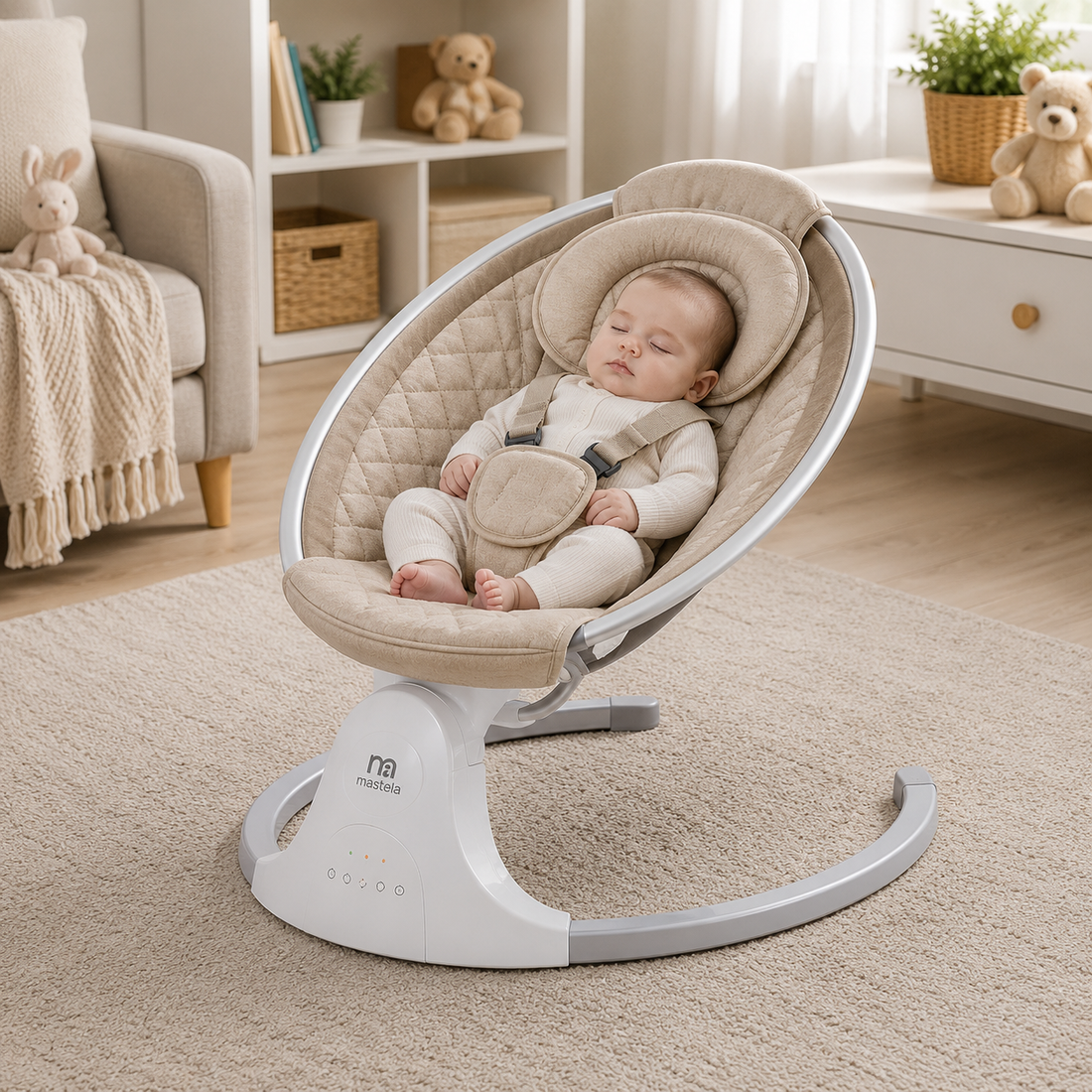 MOTHERCARE ELECTRIC BABY ROCKER WITH PROTECTIVE CANOPY - SKIN