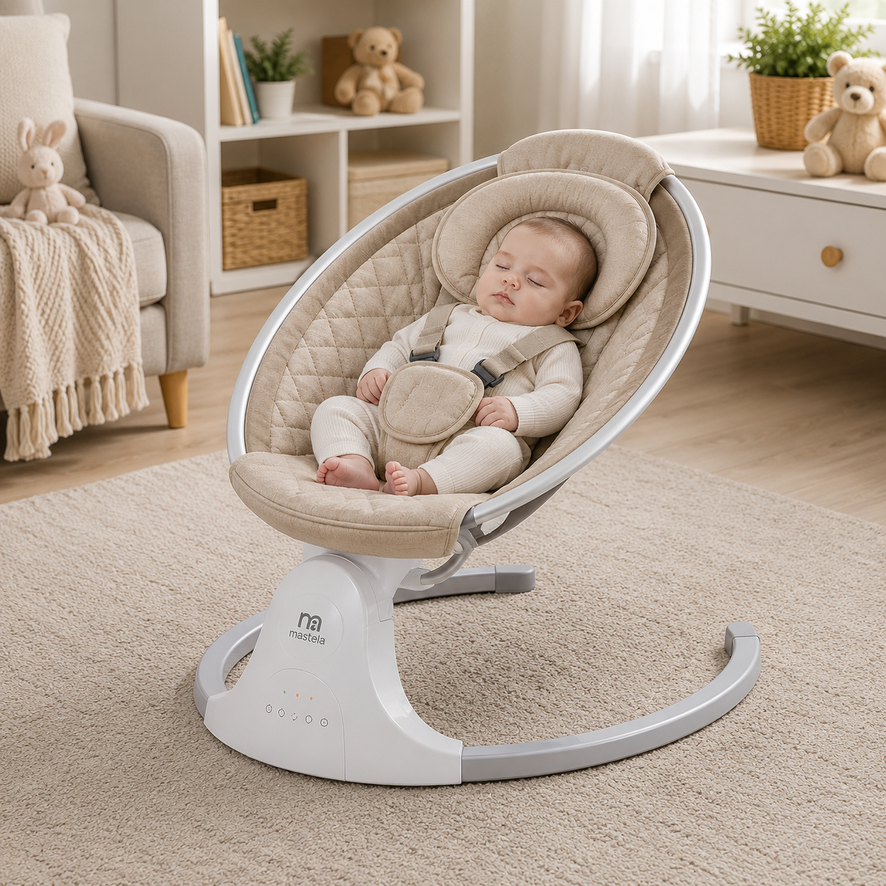MOTHERCARE ELECTRIC BABY ROCKER WITH PROTECTIVE CANOPY - SKIN