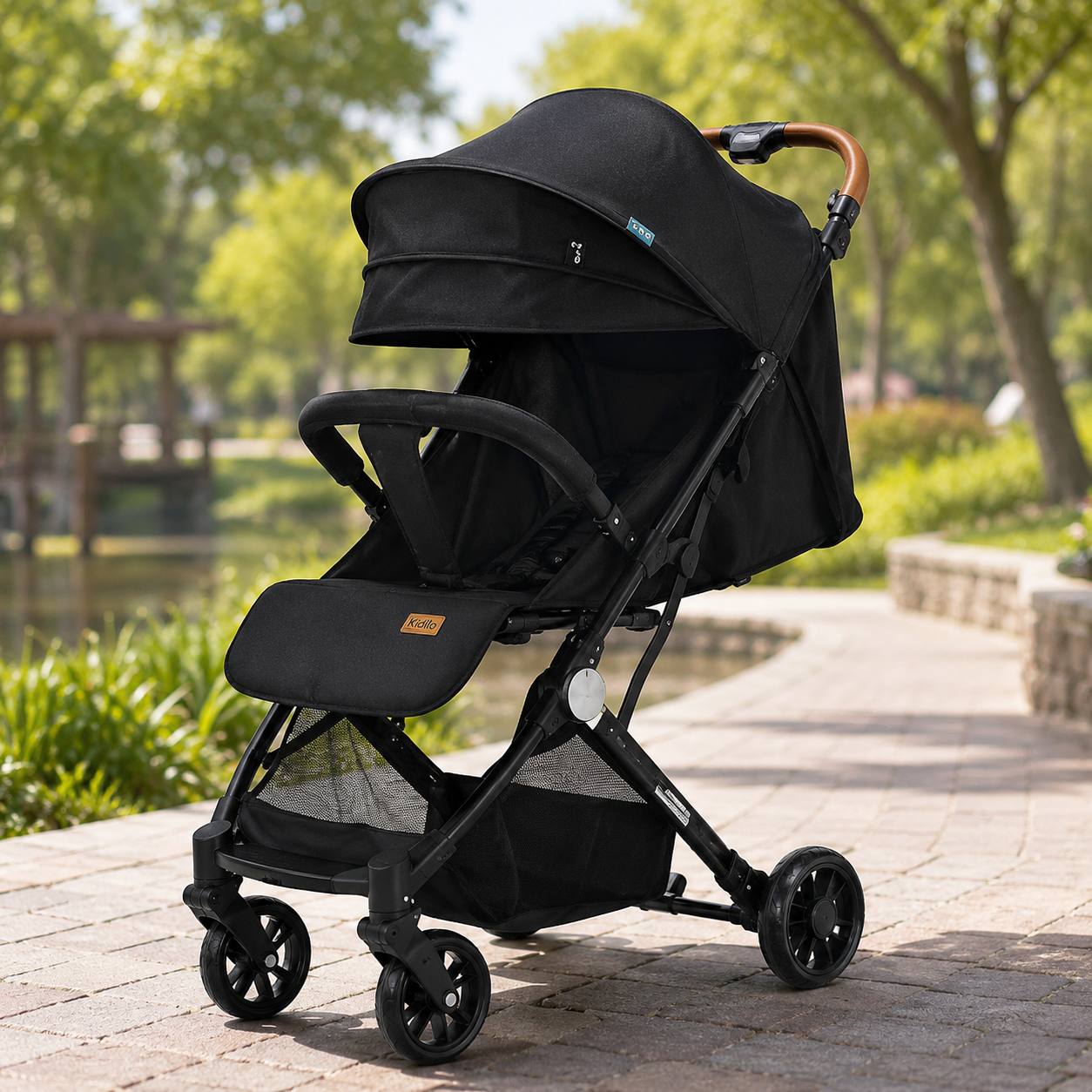 KIDILO LUXURY PORTABLE BABY STROLLER - BLACK