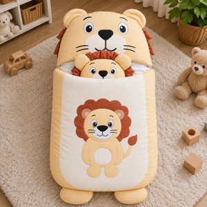 HAPPIMUMS CHARACTER CUDDLY CARRY NEST WITH PILLOW - CREAM LION