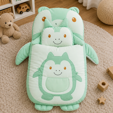 HAPPIMUMS CHARACTER CUDDLY CARRY NEST WITH PILLOW - GREEN RHINO