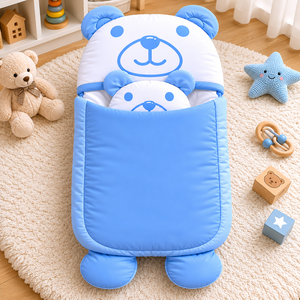 HAPPIMUMS CHARACTER CUDDLY CARRY NEST WITH PILLOW - BLUE BEAR