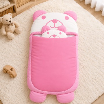 HAPPIMUMS CHARACTER CUDDLY CARRY NEST WITH PILLOW - PINK BEAR