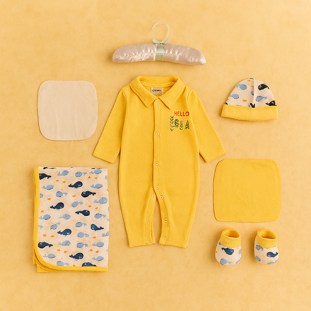 JUNIORS NEW BORN STARTER SET 0M+ - YELLOW