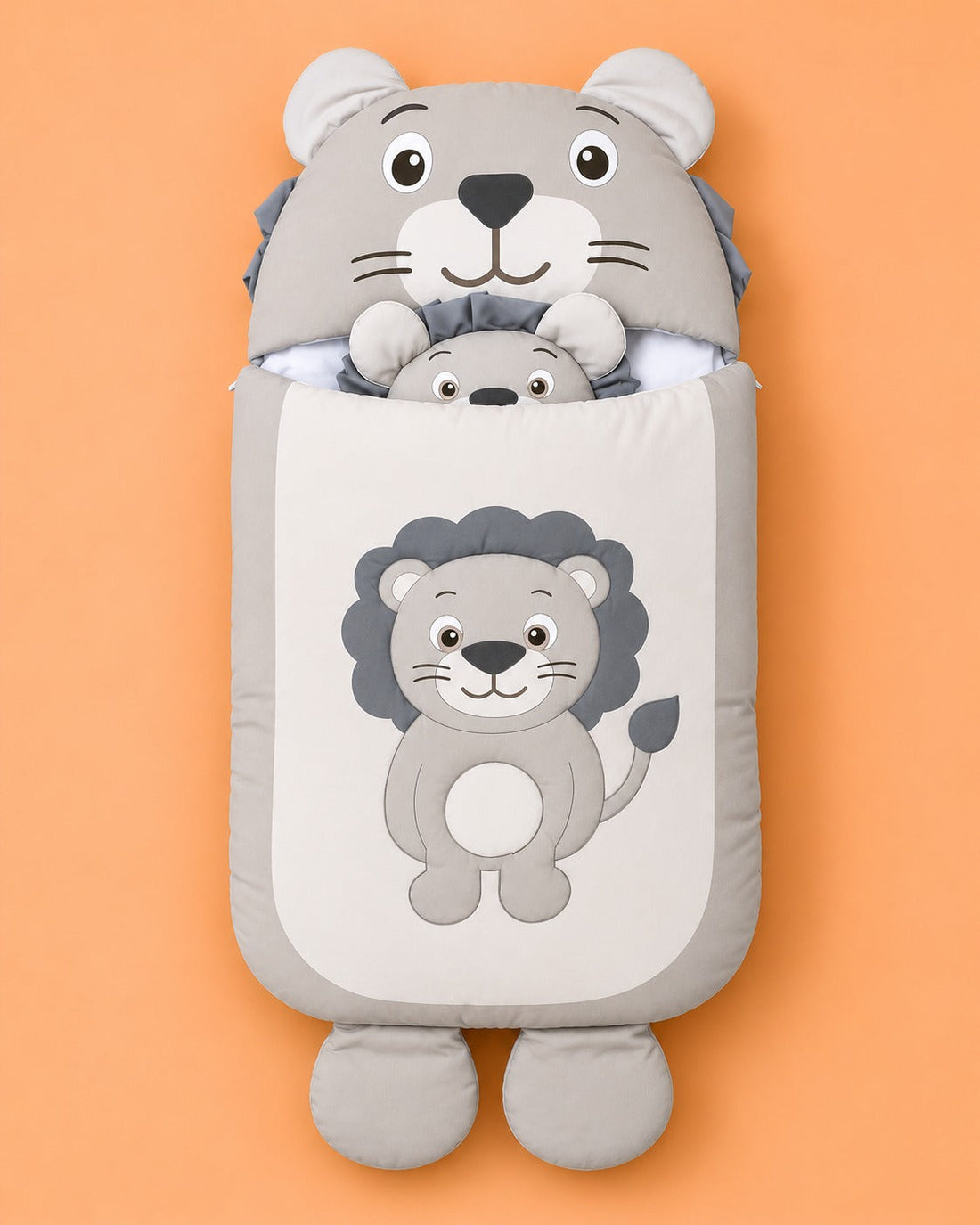 HAPPIMUMS CHARACTER CUDDLY CARRY NEST WITH PILLOW - CHARCOAL LION