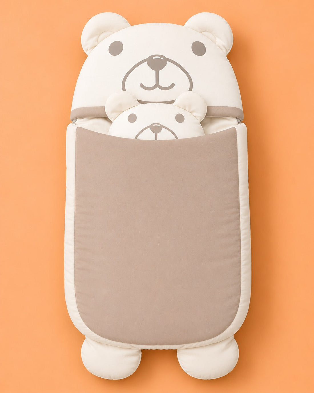 HAPPIMUMS CHARACTER CUDDLY CARRY NEST WITH PILLOW - MINK BEAR