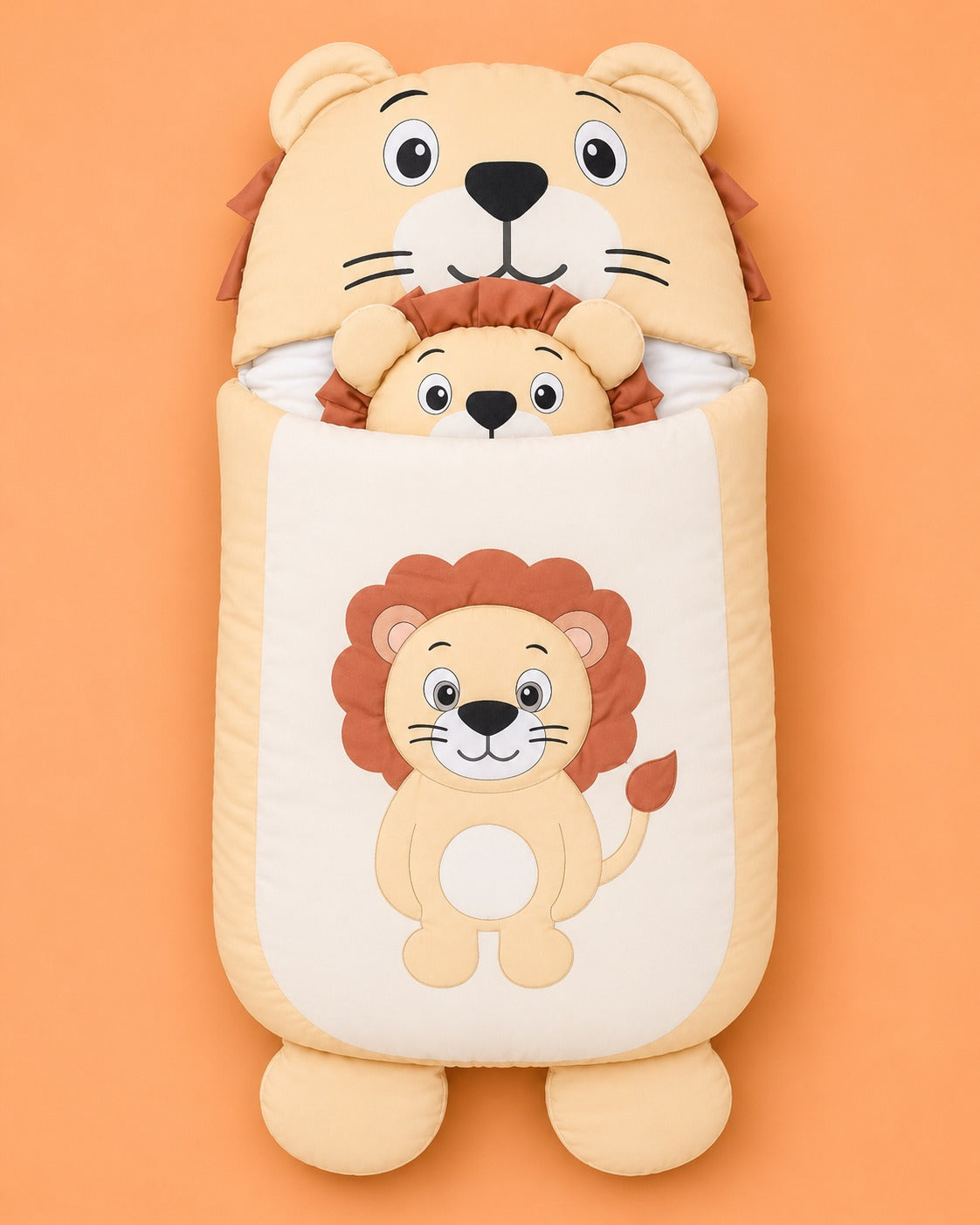 HAPPIMUMS CHARACTER CUDDLY CARRY NEST WITH PILLOW - CREAM LION
