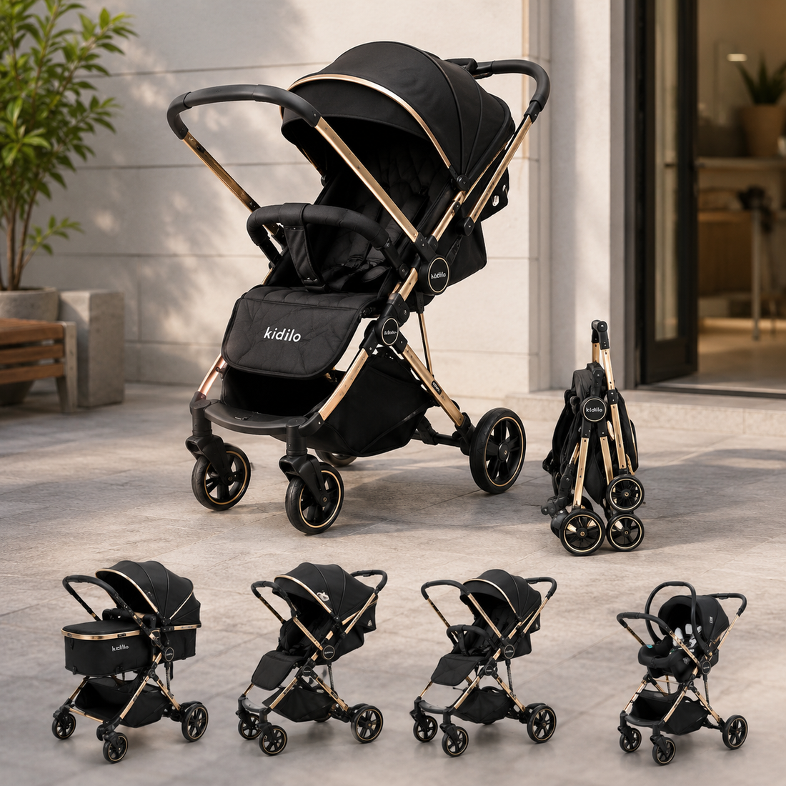PREMIUM REVERSIBLE BABY STROLLER - BLACK
